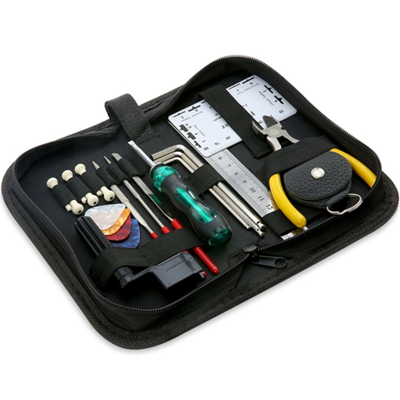 Diy Guitar Electronics - ชุดเครื่องมือซ่อมกีตาร์ 22 ชิ้น กระเป๋าเครื่องมือกีตาร์อเนกประสงค์ อุปกรณ์เปลี่ยนอะไหล่กีตาร์ ชุดอุปกรณ์เสริมสำหรับเครื่องดนตรีสาย
