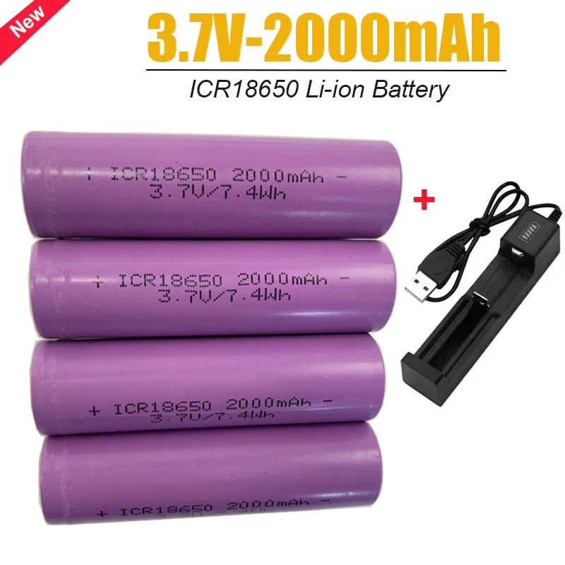 Diy Electronics Cleaner - ใหม่ Original ICR18650 ขนาดใหญ่ความจุแบตเตอรี่ลิเธียมไอออนแบบชาร์จไฟได้ 3.7V 2000mah