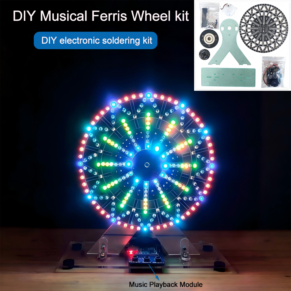 Diy Electronics Set - ชุดอุปกรณ์อิเล็กทรอนิกส์ DIY ชุดวงล้อดนตรี LED พร้อมไฟ LED