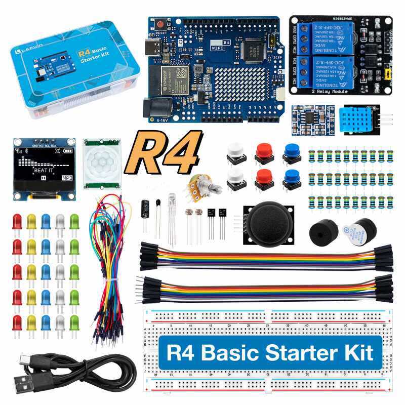 Diy Electronic Components - ชุดเริ่มต้นสำหรับการพัฒนา UNO R4 ที่รองรับ Wi-Fi พร้อมเซ็นเซอร์และส่วนประกอบอิเล็กทรอนิกส์