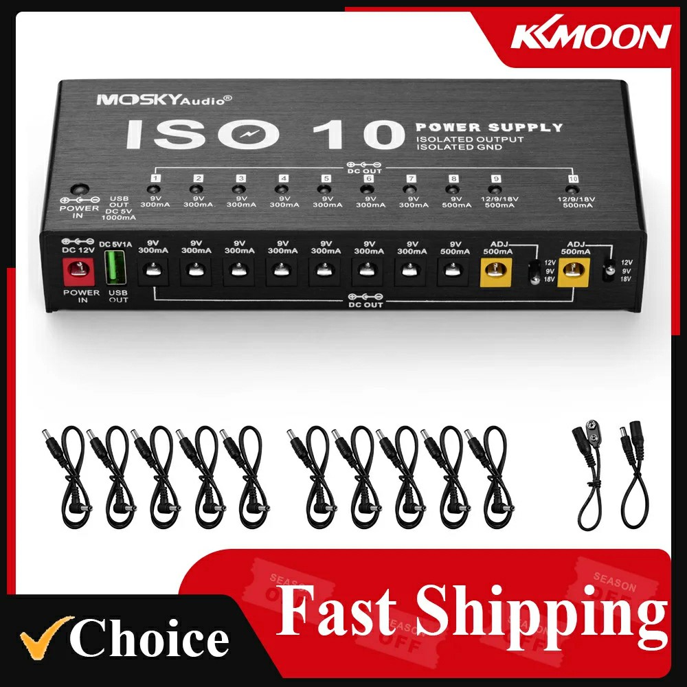 Diy Guitar Electronics - MOSKY ISO-10 กีตาร์แหล่งจ่ายไฟ 10 เอาต์พุต DC