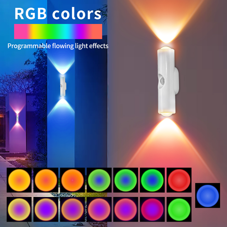Ldr Light Sensor - ไฟกลางคืน LED สองหัวพร้อมเซ็นเซอร์ตรวจจับความเคลื่อนไหว RGB โคมไฟติดผนังแม่เหล็กแบบชาร์จไฟได้แสงโดยรอบสำหรับบันไดห้องโถงตู้