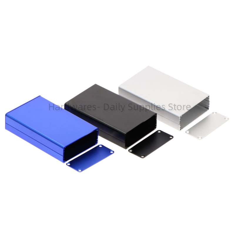 Diy Box Electronics Mall - อลูมิเนียม PCB กล่องเครื่องมืออิเล็กทรอนิกส์กรณีโครงการแผงสกรู DIY ในตัวร่องเงินสีดําสีฟ้า 80x50x20